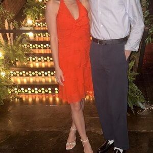 Vintage Cache silk ruffled dress rosette